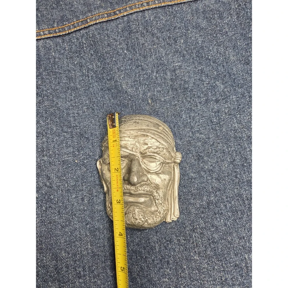 Vintage Large Pirate Head Silver Belt Buckle - Collectible